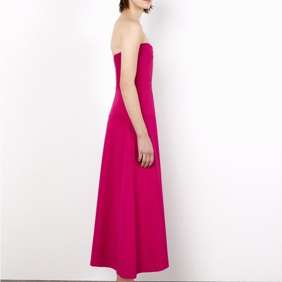 ZARA PINK BUSTIER MIDI DRESS - Picture 8 of 11